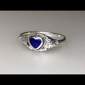 Sterling Silver Ring with Blue Heart